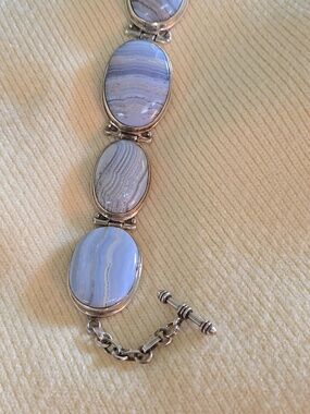 Light Blue Banded Agate Bracelet - Brand